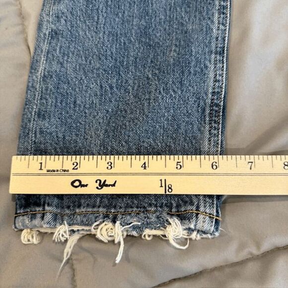 AGOLDE Riley High Rise Cropped Straight Jeans Button Fly Light Distress Size 23 - Picture 13 of 14
